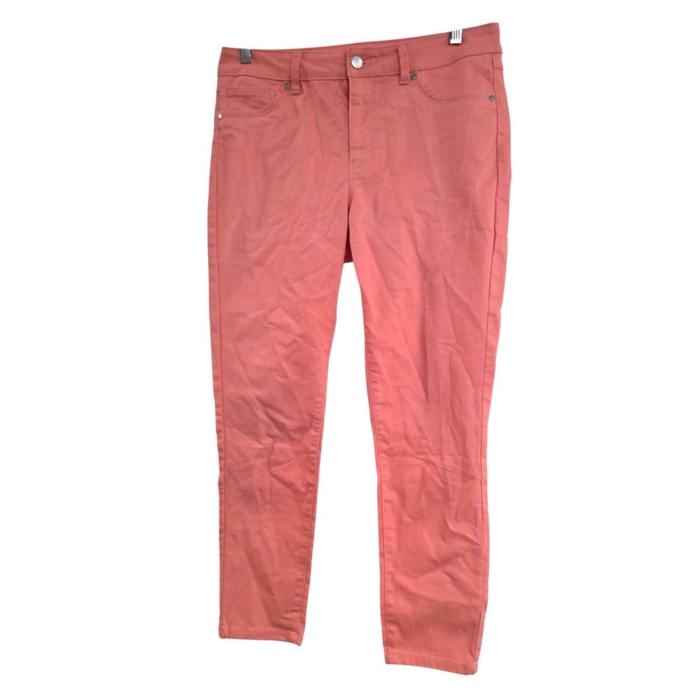 d.jeans Womens Coral Pink Skinny Jeans Size 8 Stretch Mid Rise Slim Fit Pants